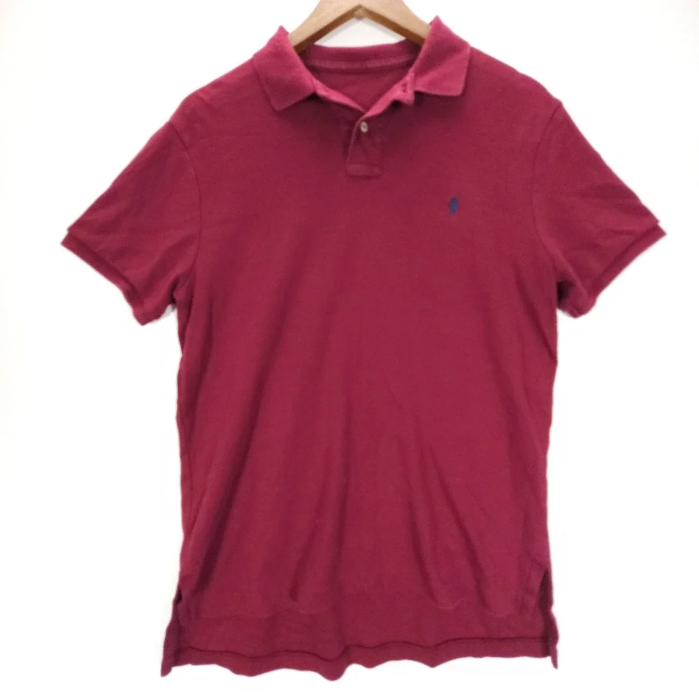 Vintage Polo Ralph Lauren Mens M Burgundy Short Sleeve Pique Pony Logo Shirt